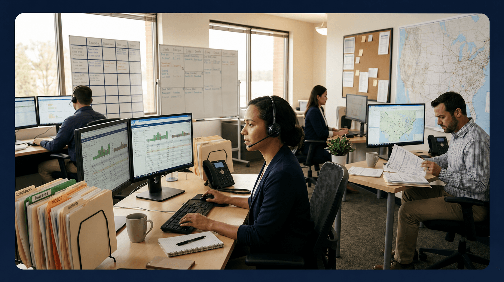 MoveX360 dispatch and logistics support team at work
